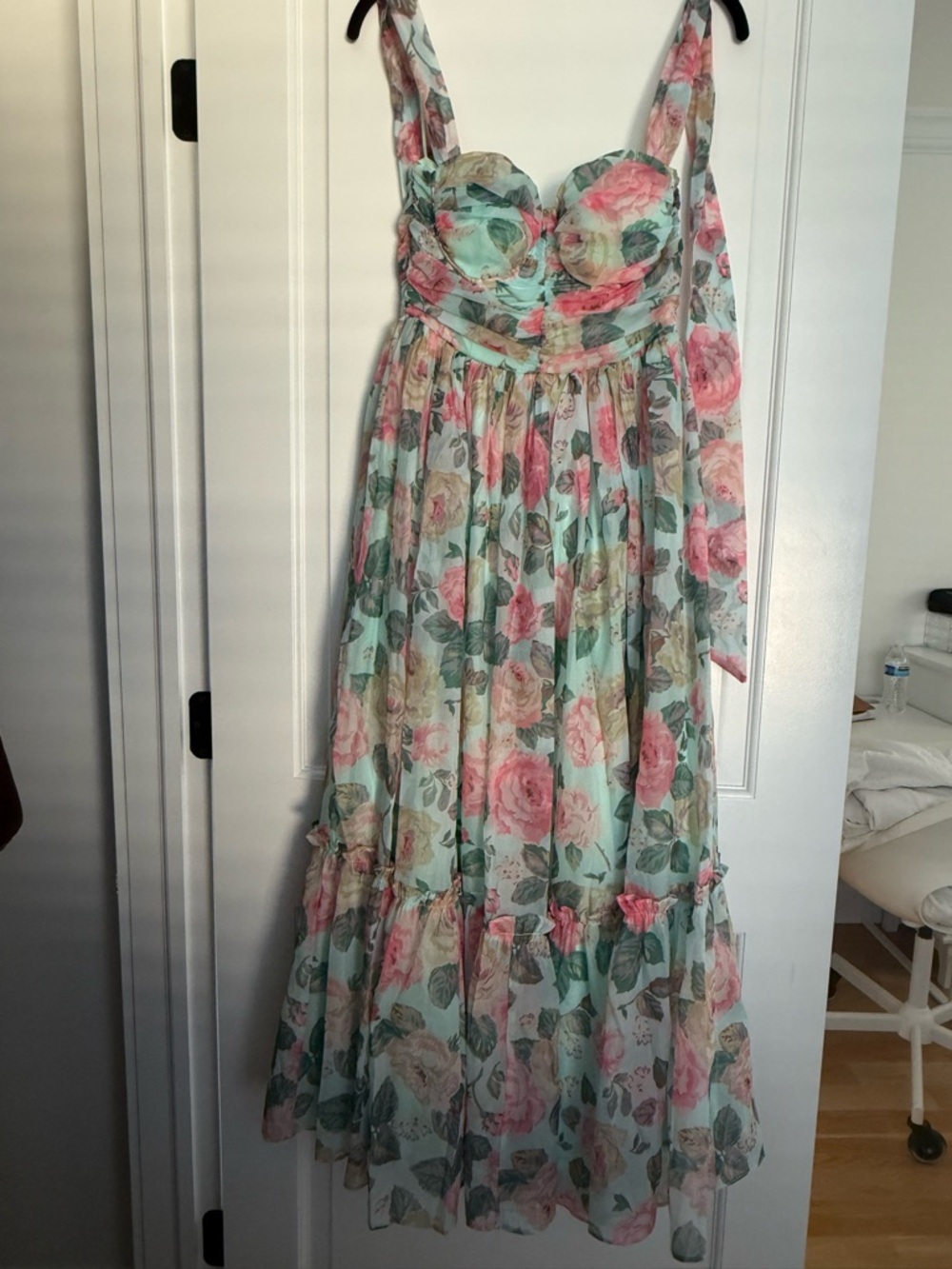 NWT. Petal & Pup Mint and Pink Floral Midi Dress